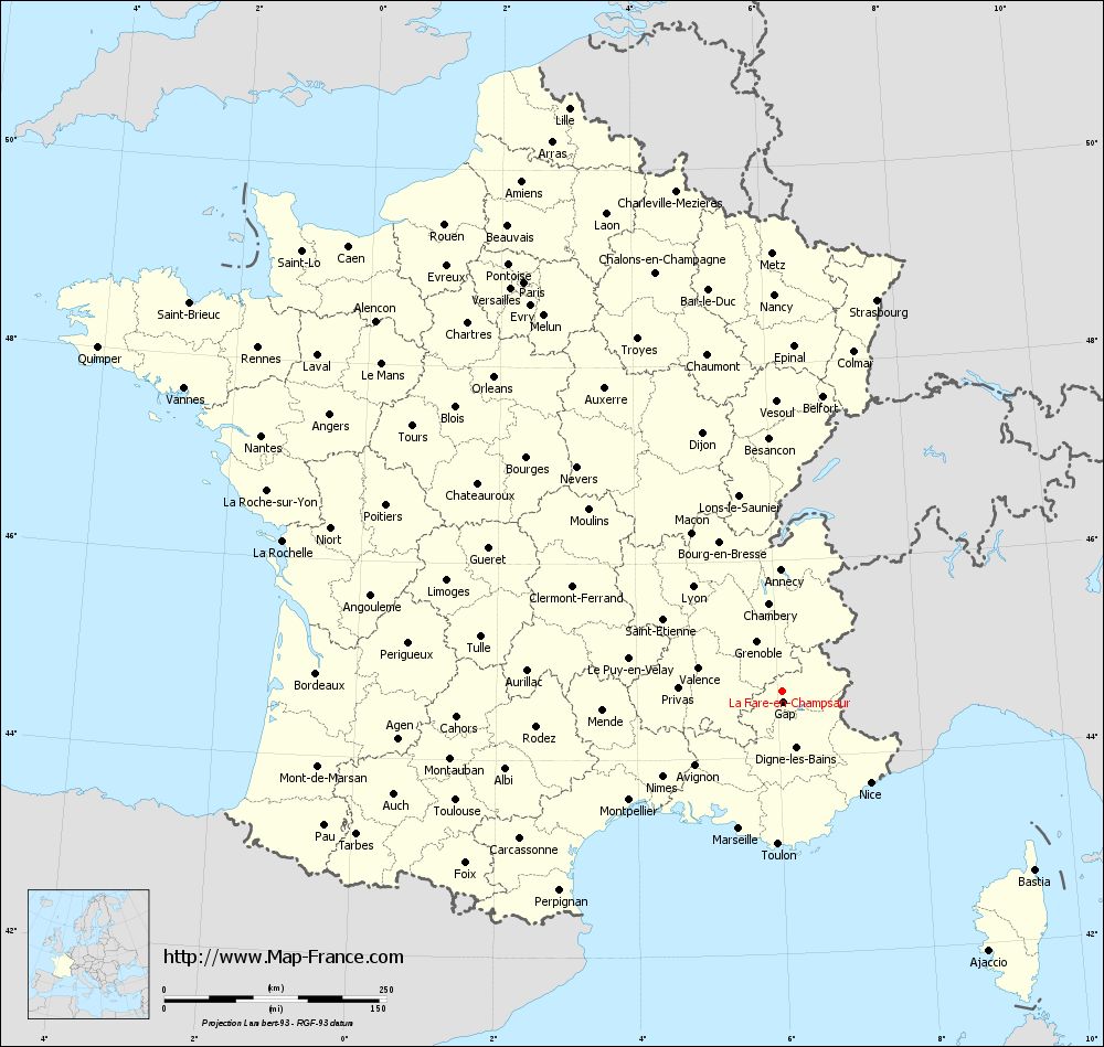 Administrative map of La Fare-en-Champsaur